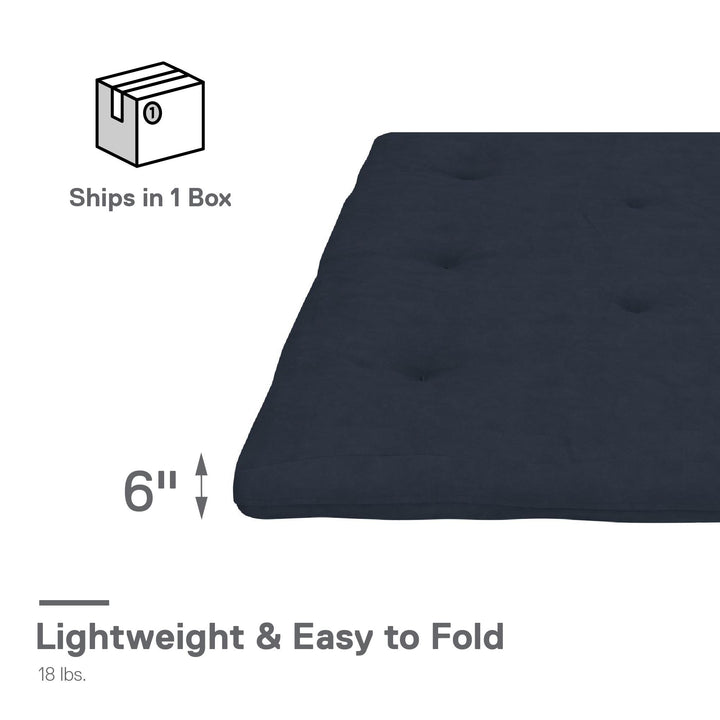 Kali 6 Inch Thermobonded High Density Polyester Fill Futon Mattress - Blue - Full