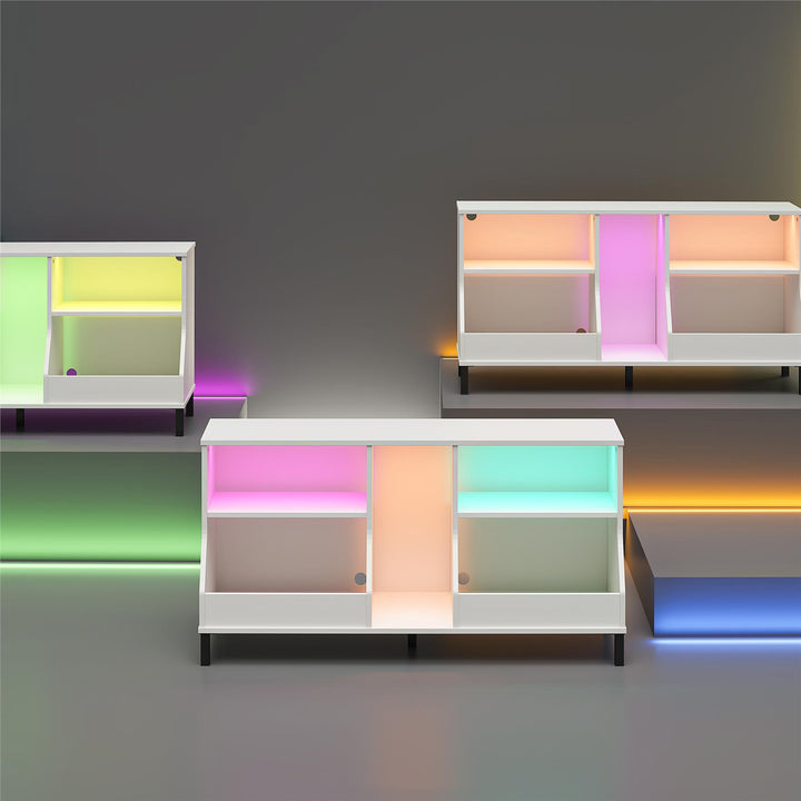 Falcon Youth Gaming TV Stand w/ ARGB LED Lights - White