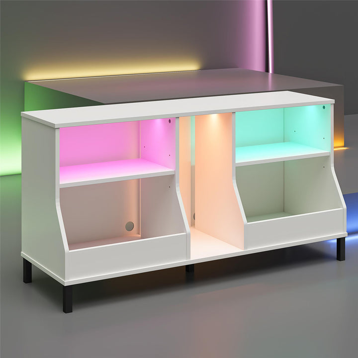 Falcon Youth Gaming TV Stand w/ ARGB LED Lights - White