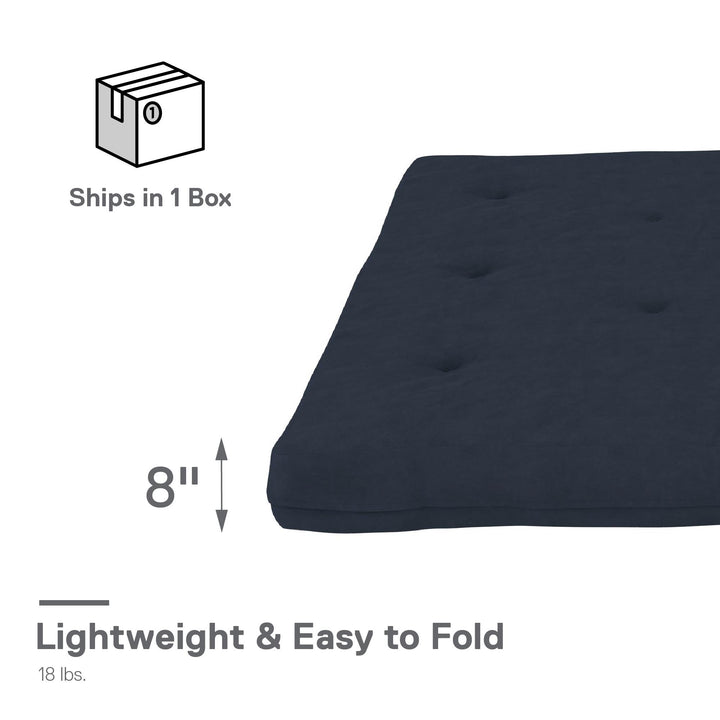 Eve 8 Inch Thermobonded High Density Polyester Fill Futon Mattress - Blue - Full