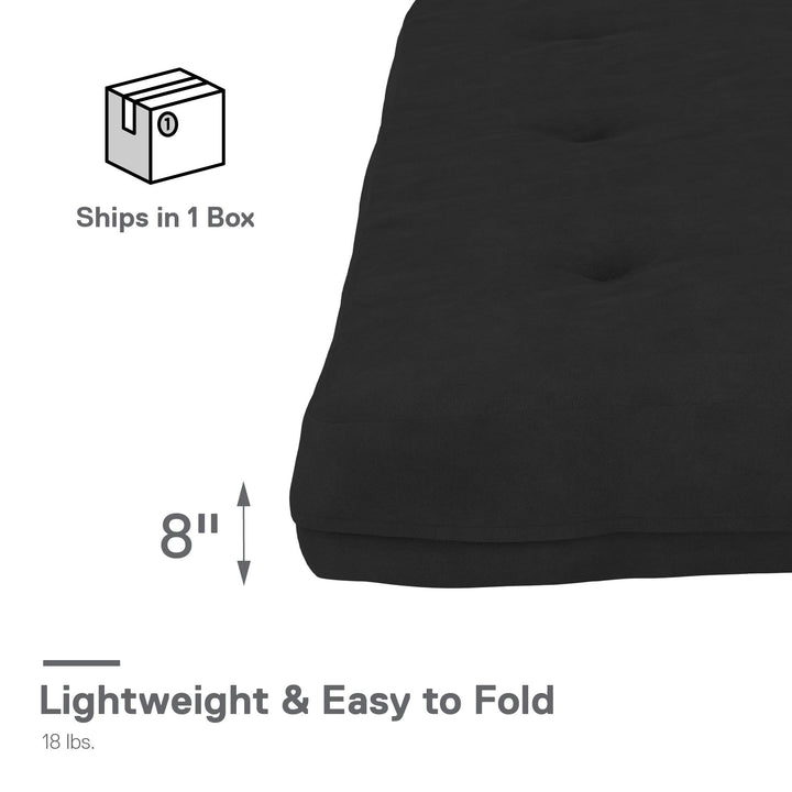 Eve 8 Inch Thermobonded High Density Polyester Fill Futon Mattress - Black - Full