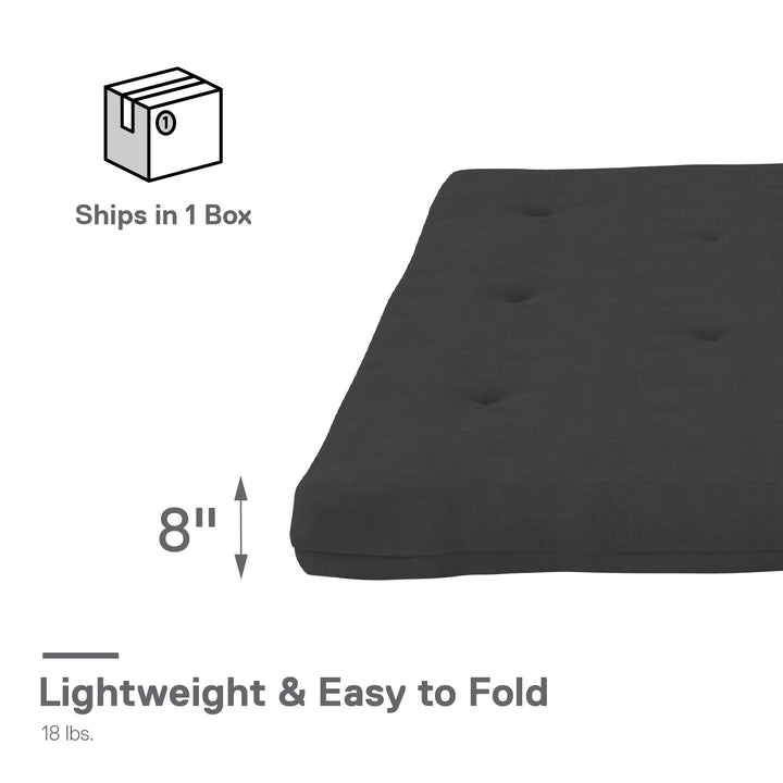 Eve 8 Inch Thermobonded High Density Polyester Fill Futon Mattress - Gray - Full