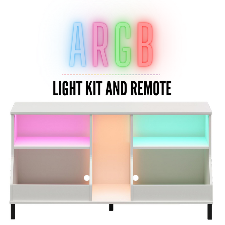 Falcon Youth Gaming TV Stand w/ ARGB LED Lights - White