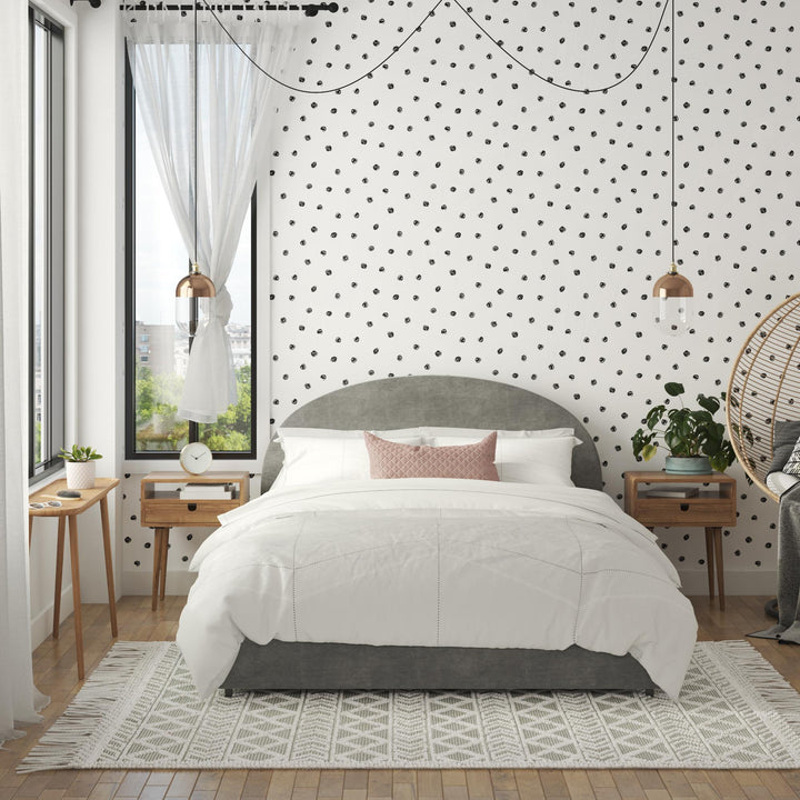 Elegant upholstered bed with drawers online -  Light Gray  -  Full