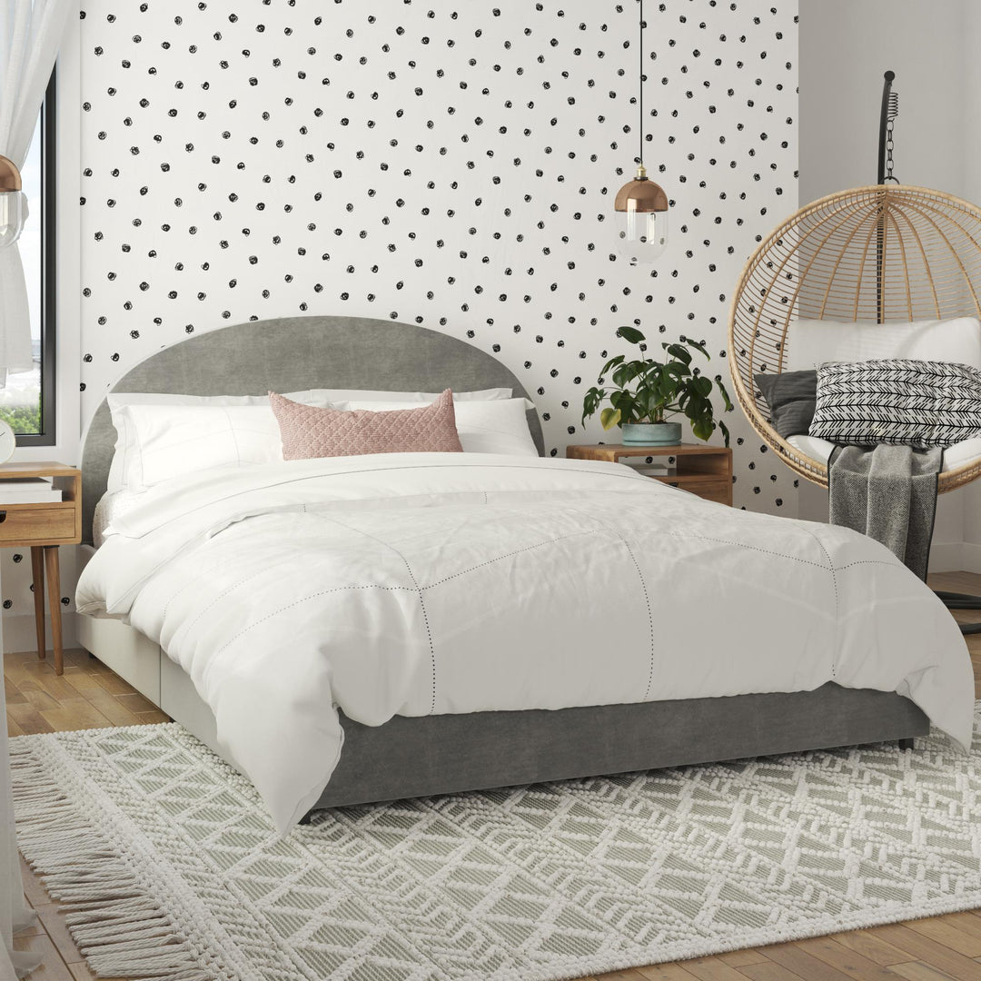 Buy Moon upholstered bed with storage -  Light Gray  -  Full
