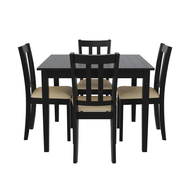 Redmond 5 Piece Traditional Dining Set with Table and 4 Chairs - Black / Beige