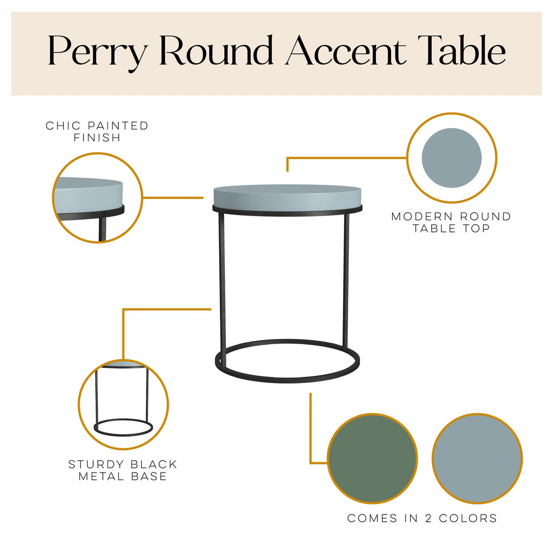 natural wood side table - Powder Blue