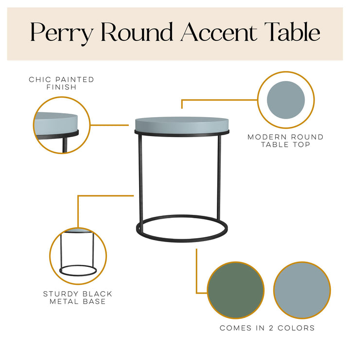 natural wood side table - Powder Blue