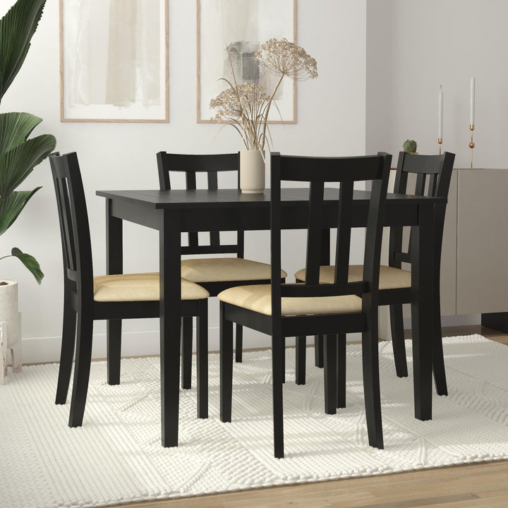 Redmond 5 Piece Traditional Dining Set with Table and 4 Chairs - Black / Beige