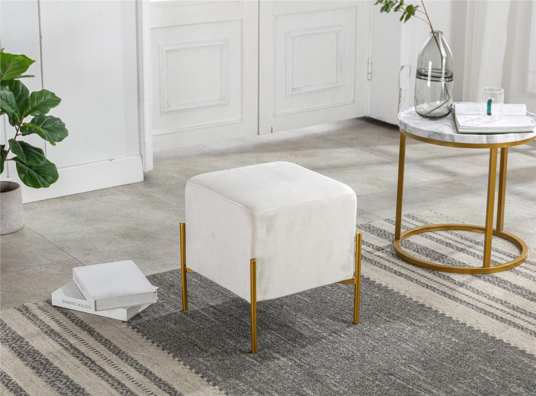 upholstered accent stool - Cream