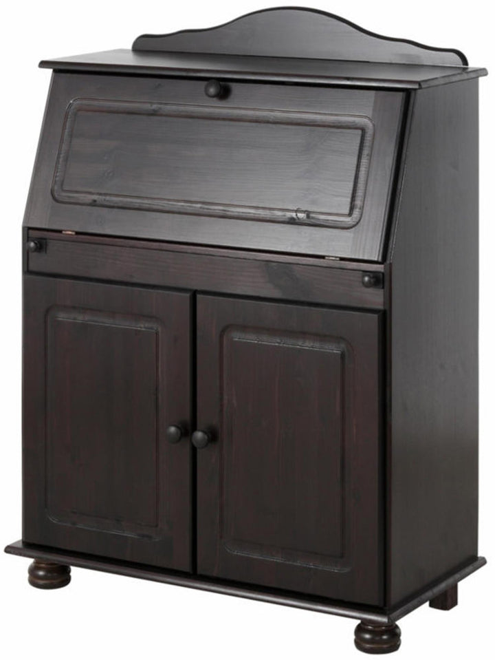 Wooden storage desk with closed cabinet - Rich Brown