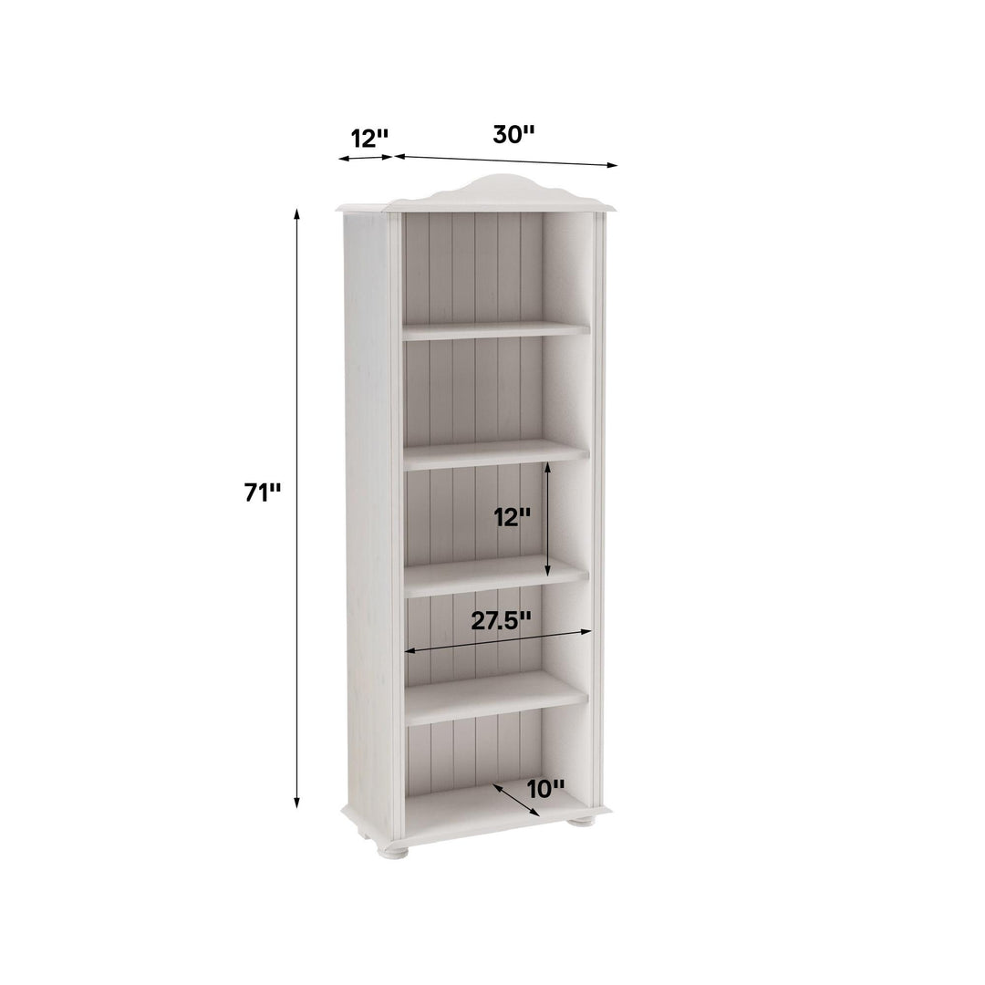 5 Shelf Open Bookcase - White