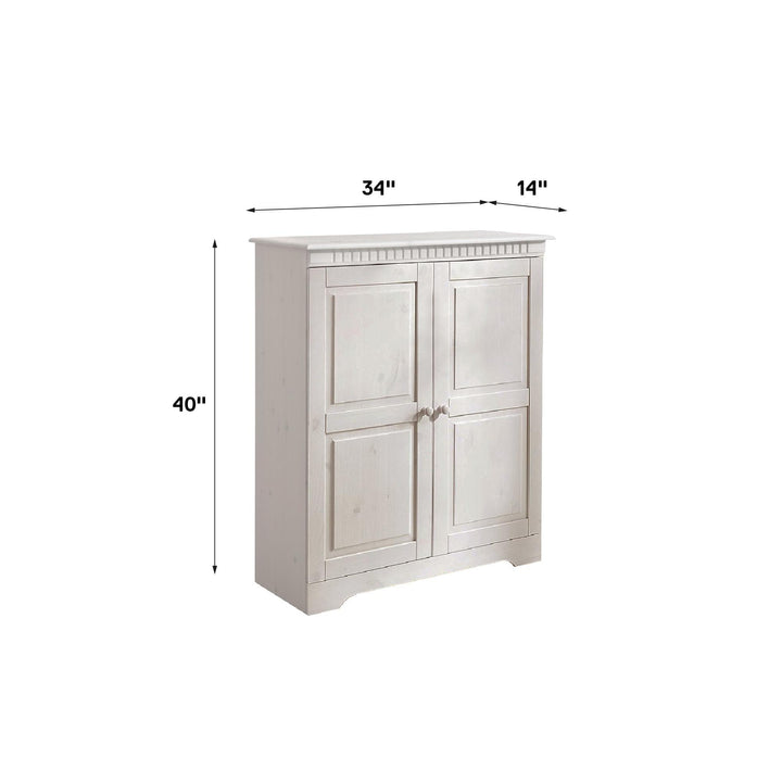 Solid wood cabinet with 2 doors for storage - White