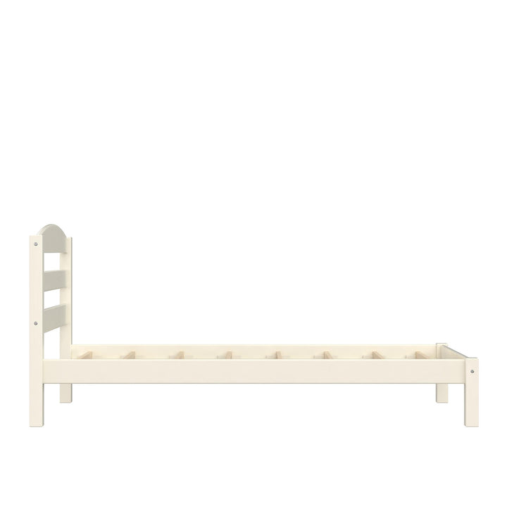 Braylon Twin Sized Wooden Bed Frame with Wood Slats - White
