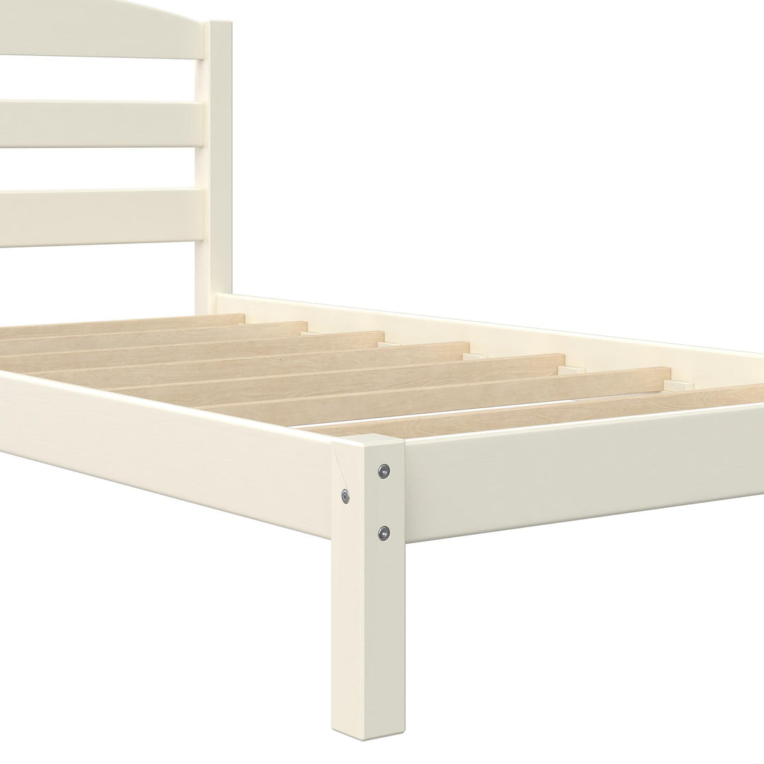 Braylon Twin Sized Wooden Bed Frame with Wood Slats - White