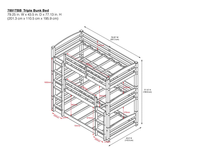 triple bed - Gray