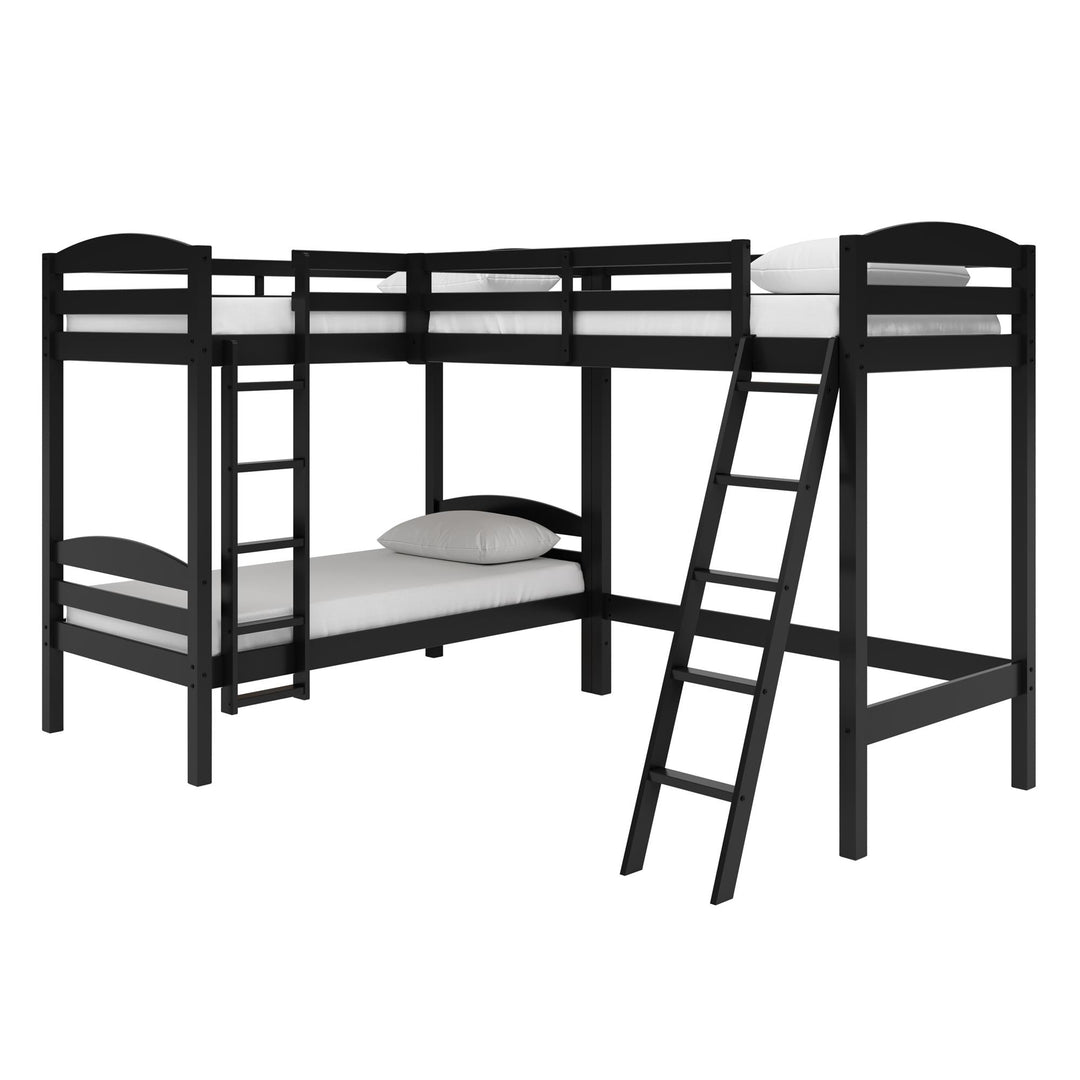 Clearwater Triple Wood Bunk/Loft Bed with Under Bed Storage - Black