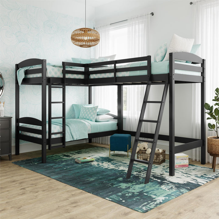 Wood Bunk Bed with Storage by Clearwater -  Black