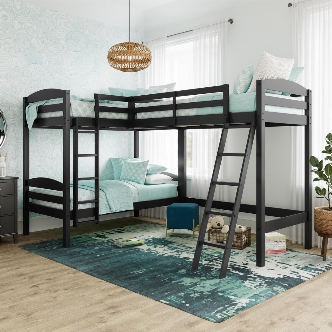 Clearwater Triple Wood Bunk/Loft Bed with Under Bed Storage - Black