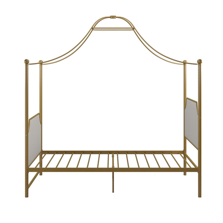 Monarch Hill Clementine Canopy Bed with Linen Headboard and Footboard  -  Gold  -  Twin