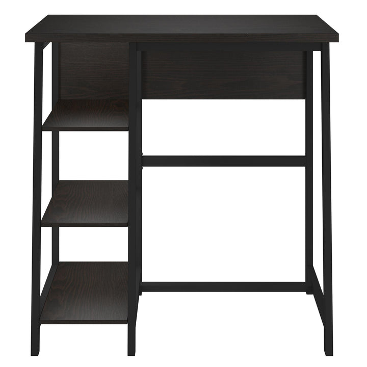 Coleton Standing Computer Desk with Side Shelves - Espresso