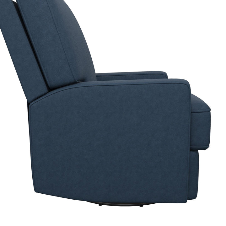 Swivel Glider Recliner with Square Back -  Blue
