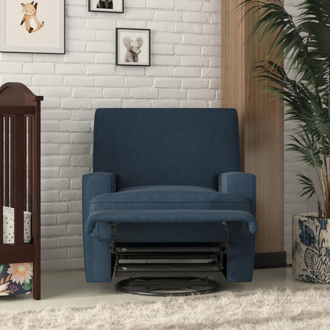 Swivel Glider Recliner with Square Back -  Blue