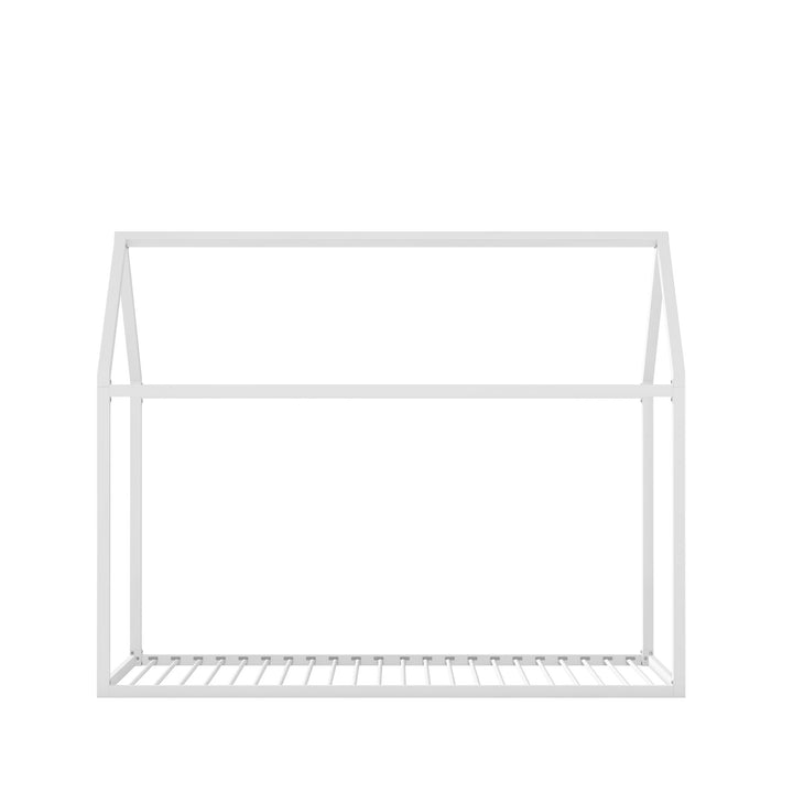 Rowan Valley Skyler Sturdy Floor Metal House Bed with Slats  -  White  -  Twin
