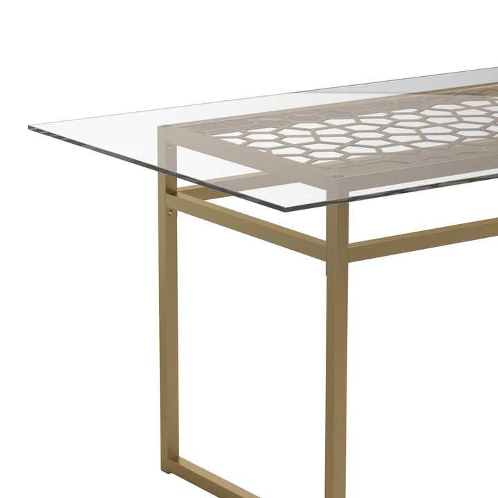 Elegant glass top dining table -  Gold