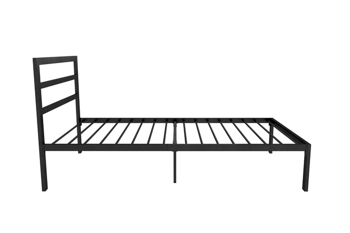 Modern Platform Bed with Headboard -  Black  -  Twin