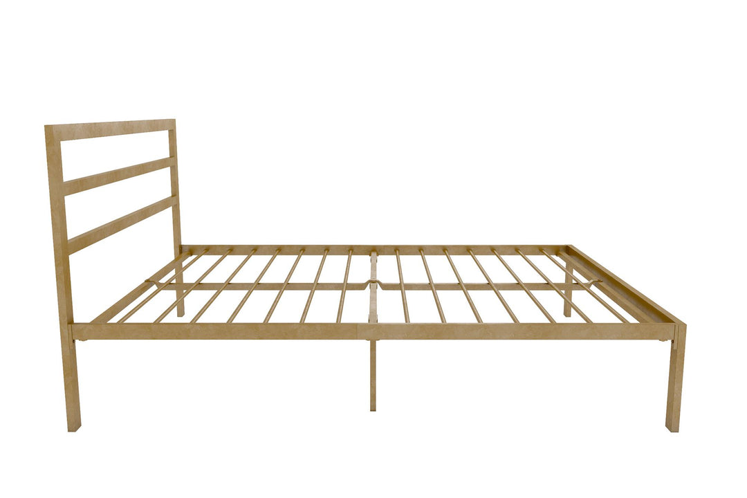 Liam Modern Metal Bed with Headboard -  Gold  -  Full