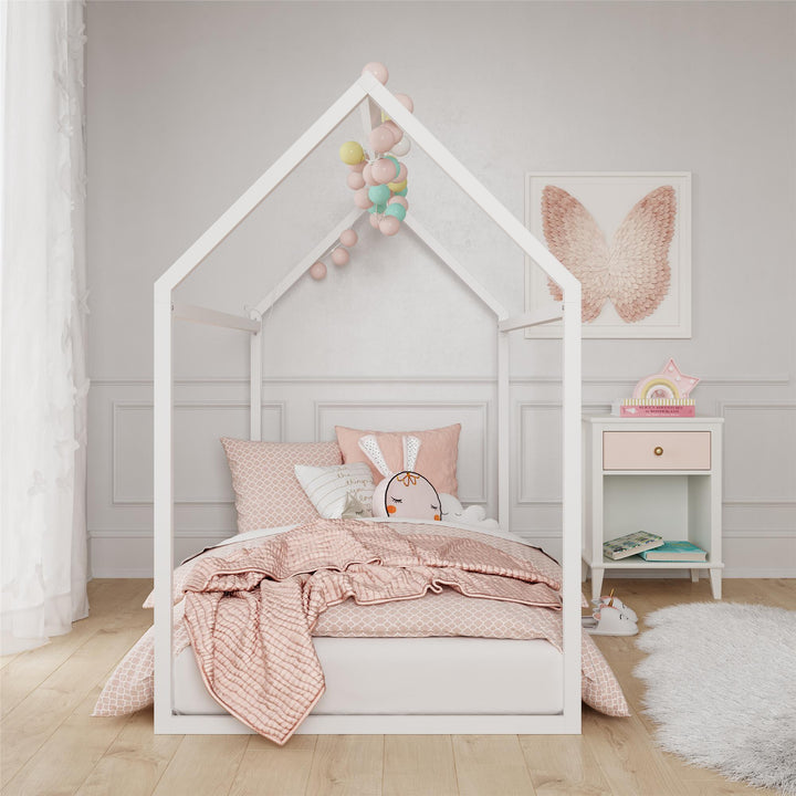 Rowan Valley Skyler Metal House Bed -  White  -  Twin
