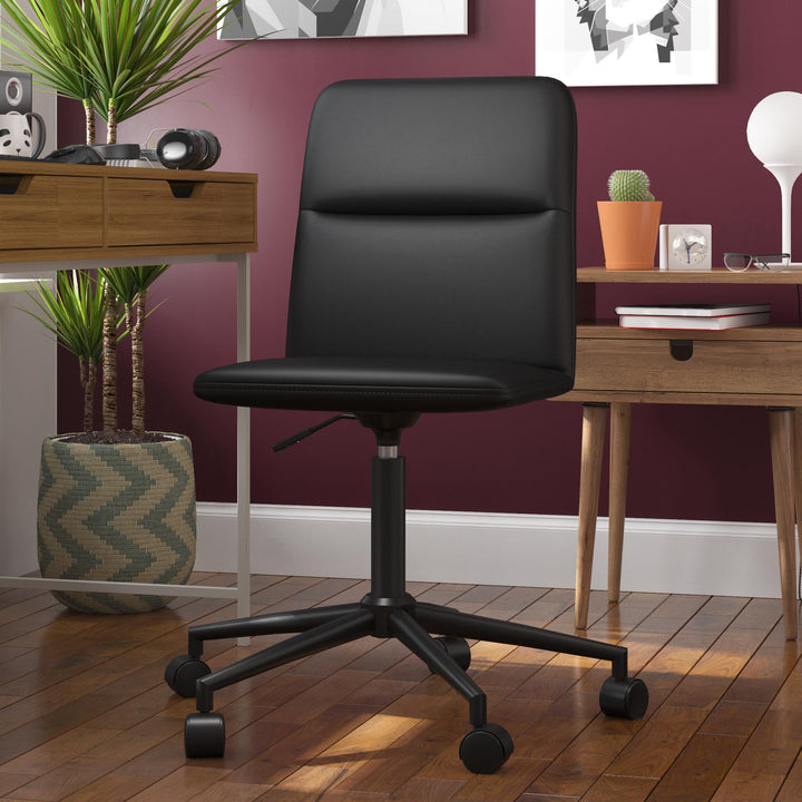 Olten Modern Office Desk Chair on Castors with Adjustable Height - Black
