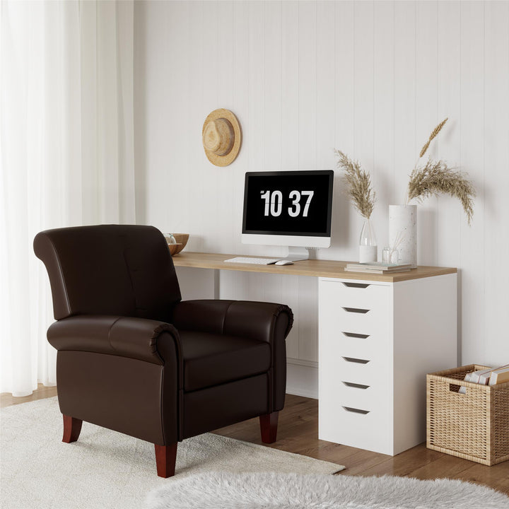 Stylish faux leather chair -  Brown