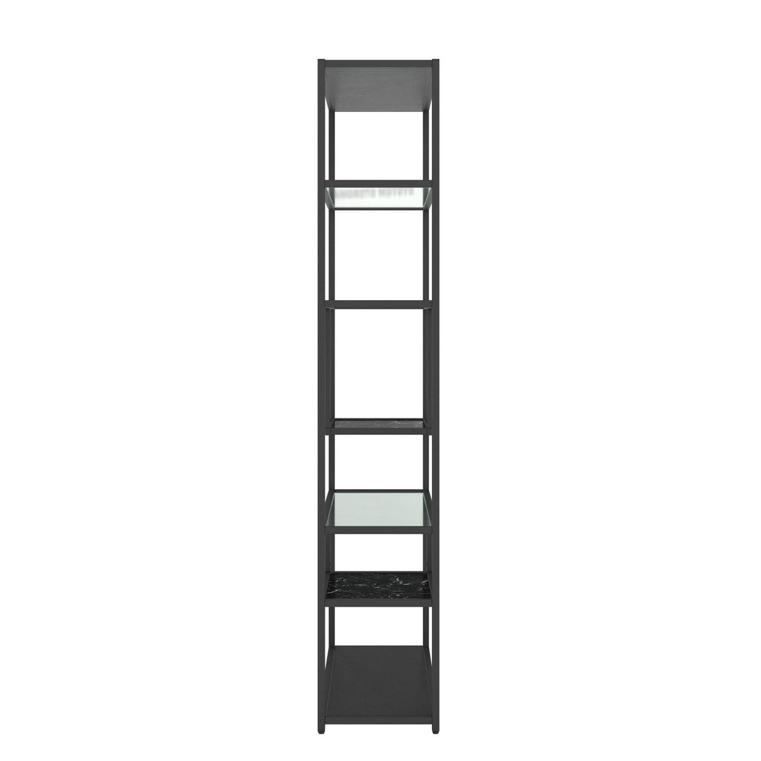 Contemporary bookcase with geometric pattern -  Black