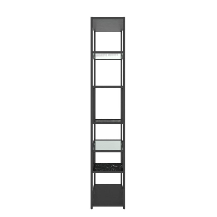 Contemporary bookcase with geometric pattern -  Black