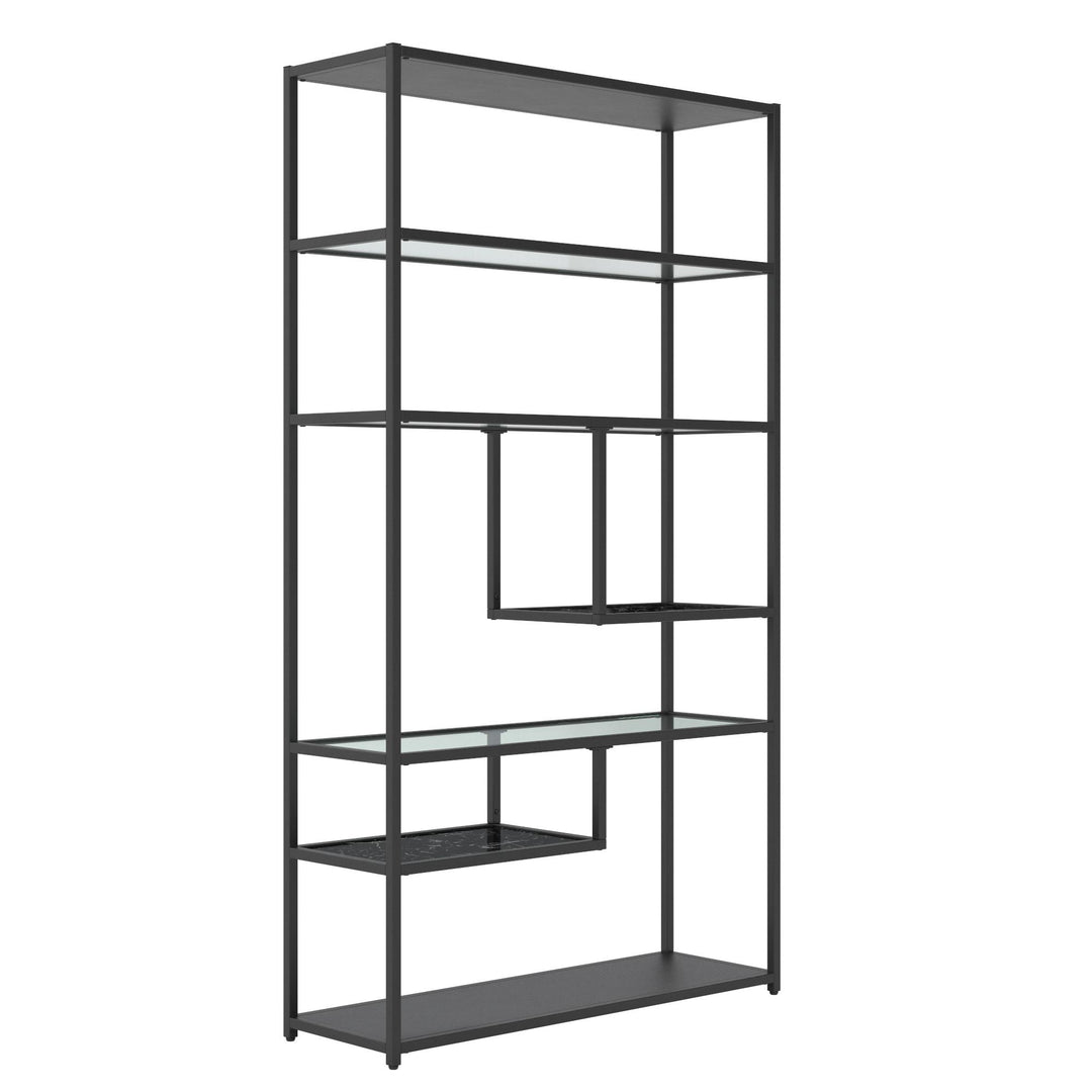 Moriah modern geometric bookshelf -  Black