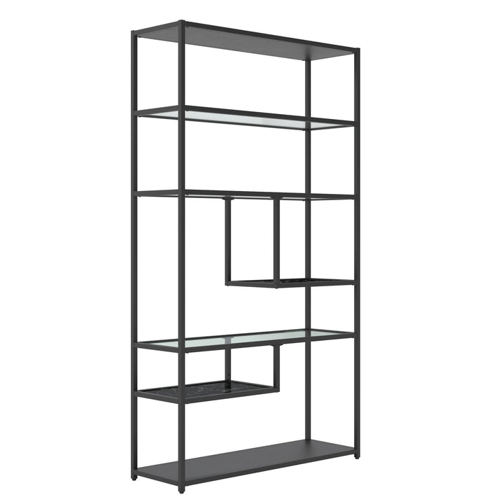 Moriah modern geometric bookshelf -  Black