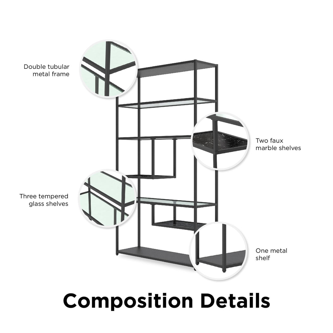 Moriah brand modern design bookshelf -  Black