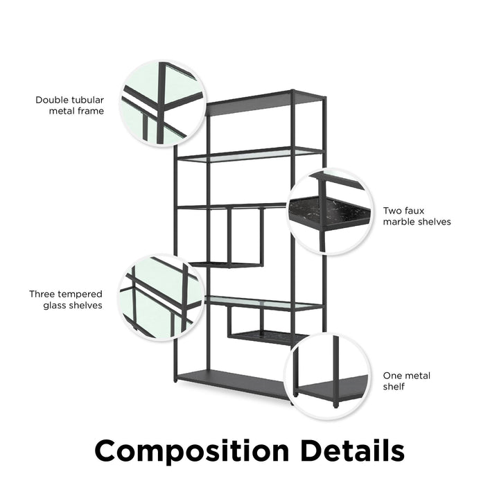 Moriah brand modern design bookshelf -  Black