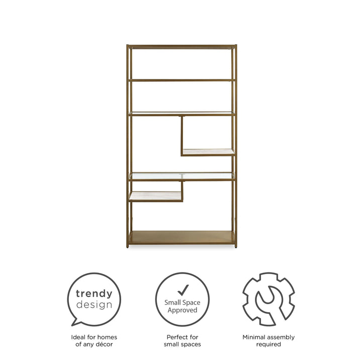 Elegant geometric bookcase furniture -  Brass
