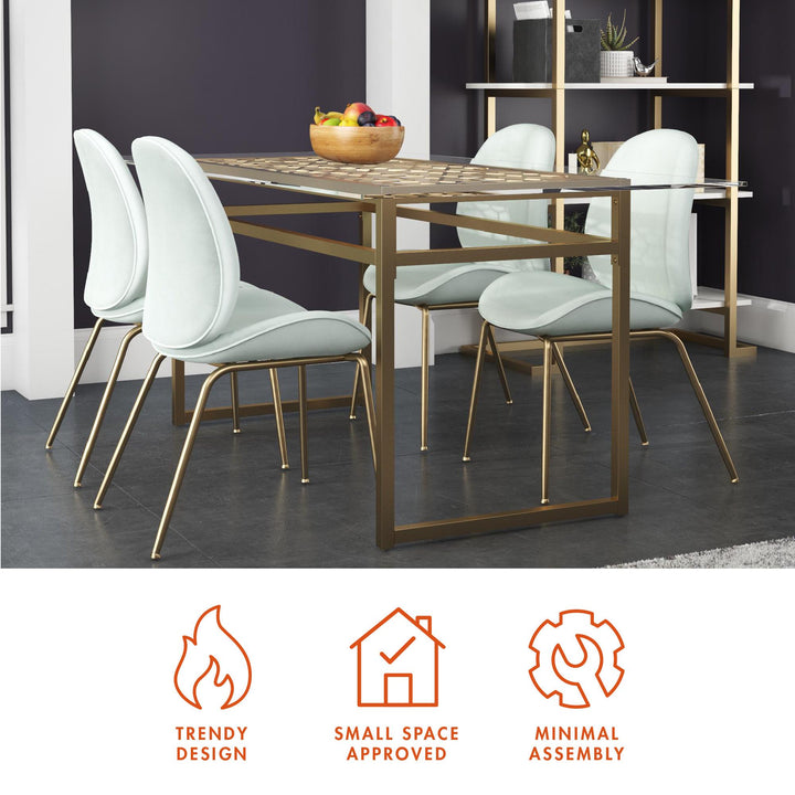 Stylish glass dining table online -  Gold