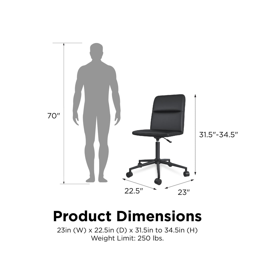 Olten Modern Office Desk Chair on Castors with Adjustable Height - Black