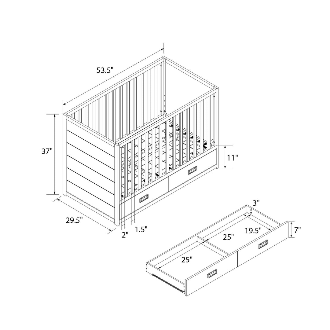 Elegant Convertible Wood Storage Crib -  White