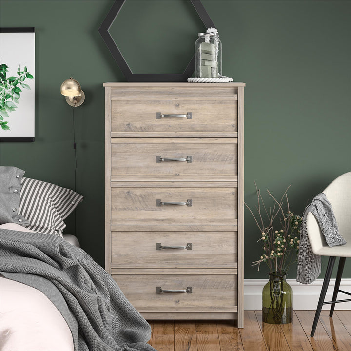 Bassinger 5 Drawer Bedroom Dresser -  Gray Oak