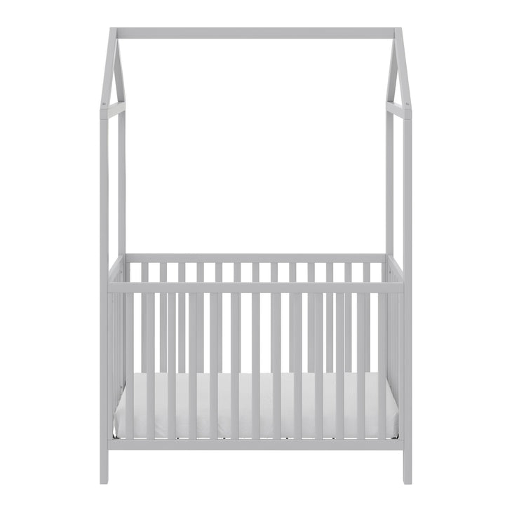 Rowan Valley Skyler Convertible Wood Stylish Canopy Crib - Dove Gray
