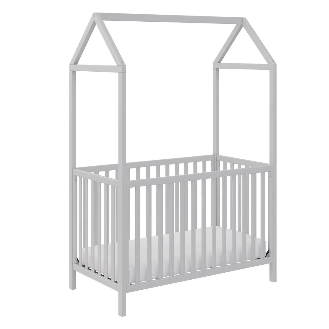 Rowan Valley Skyler Convertible Wood Stylish Canopy Crib - Dove Gray
