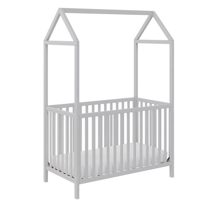Rowan Valley Skyler Convertible Wood Stylish Canopy Crib - Dove Gray