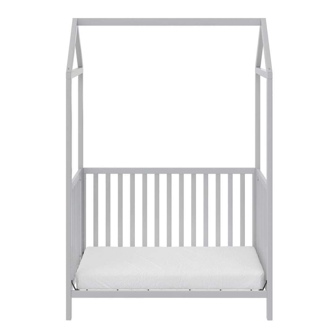 Rowan Valley Skyler Convertible Wood Stylish Canopy Crib - Dove Gray