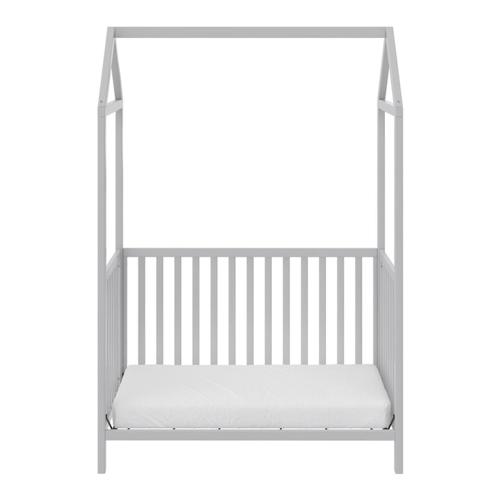 Rowan Valley Skyler Convertible Wood Stylish Canopy Crib - Dove Gray
